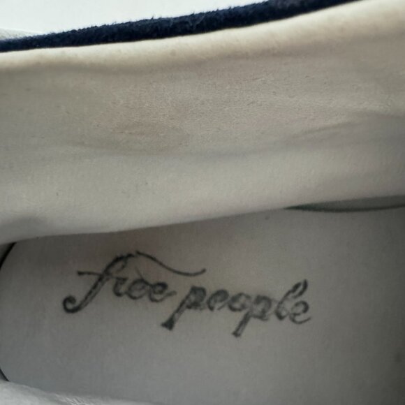 Free People Connor Hi Top Blue and White Laser Cut and Studded Sneaker Size 40 - Picture 11 of 11